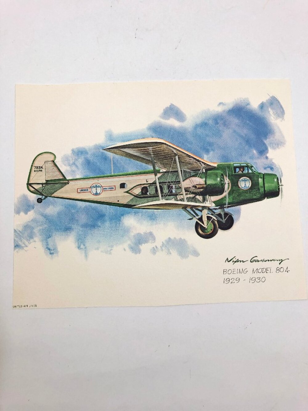 Nixon Galloway United Airline Airplane Aircraft Print Boeing Model 80A 8x10"